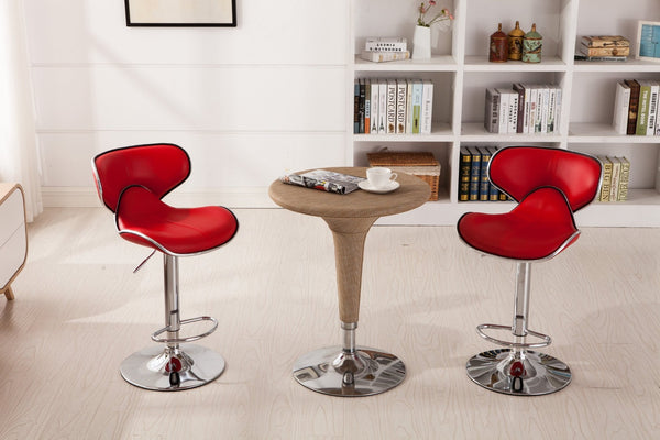 English Elm Masaccio Faux Leather Swivel Barstools with Adjustable Airlift and Polished Chrome Base Red T2574P164836