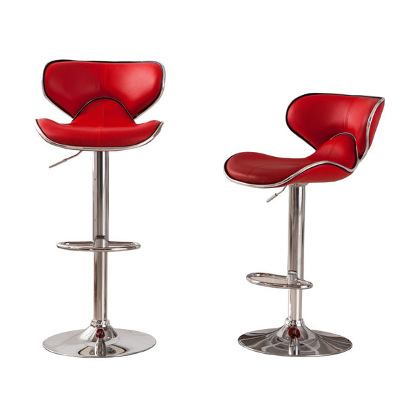 English Elm Masaccio Faux Leather Swivel Barstools with Adjustable Airlift and Polished Chrome Base Red T2574P164836