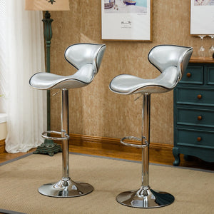 English Elm Masaccio Faux Leather Swivel Barstools with Adjustable Airlift and Polished Chrome Base Silver T2574P164837