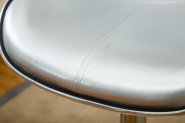 English Elm Masaccio Faux Leather Swivel Barstools with Adjustable Airlift and Polished Chrome Base Silver T2574P164837