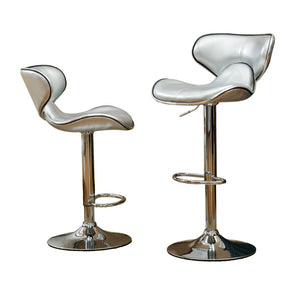 English Elm Masaccio Faux Leather Swivel Barstools with Adjustable Airlift and Polished Chrome Base Silver T2574P164837