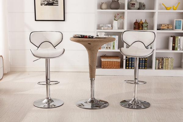 English Elm Masaccio Faux Leather Swivel Barstools with Adjustable Airlift and Polished Chrome Base White T2574P164838