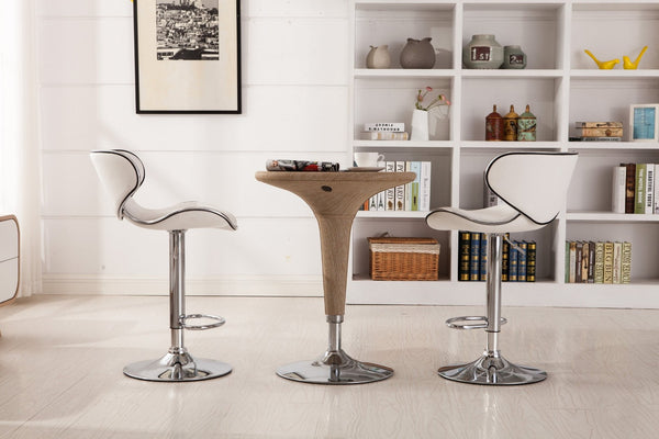 English Elm Masaccio Faux Leather Swivel Barstools with Adjustable Airlift and Polished Chrome Base White T2574P164838