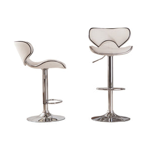 English Elm Masaccio Faux Leather Swivel Barstools with Adjustable Airlift and Polished Chrome Base White T2574P164838