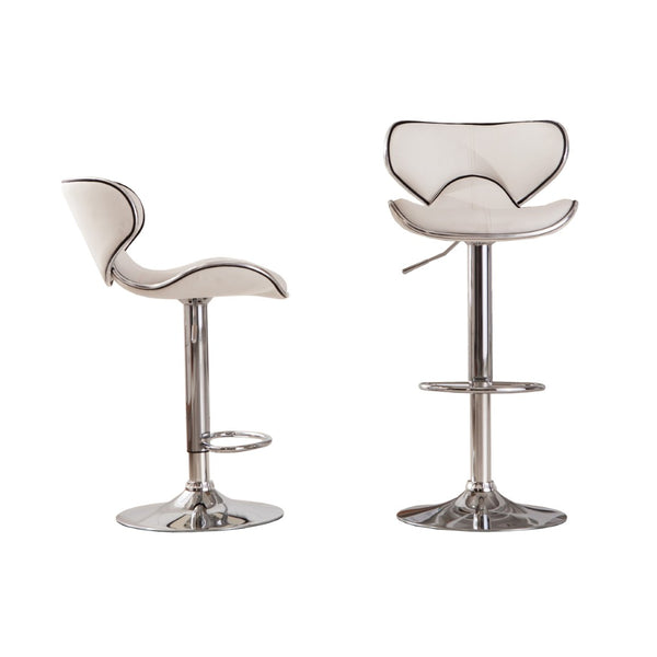 English Elm Masaccio Faux Leather Swivel Barstools with Adjustable Airlift and Polished Chrome Base White T2574P164838