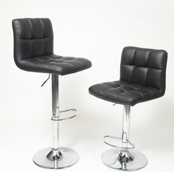 English Elm Swivel Faux Leather Hydraulic Barstools with Chrome Base for Kitchen or Home Bar Black T2574P164839
