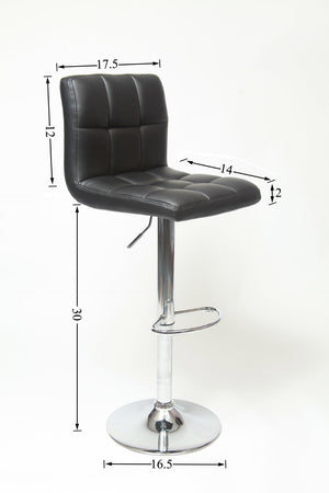 English Elm Swivel Faux Leather Hydraulic Barstools with Chrome Base for Kitchen or Home Bar Black T2574P164839