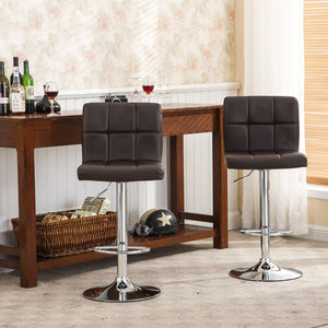 English Elm Swivel Hydraulic Barstools Faux Leather Cushioned Seats with Polished Chrome Base Set Brown T2574P164840