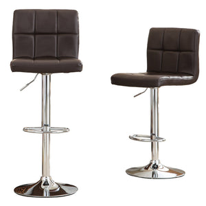 English Elm Swivel Hydraulic Barstools Faux Leather Cushioned Seats with Polished Chrome Base Set Brown T2574P164840