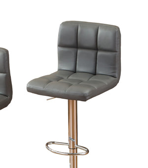 English Elm Swivel Hydraulic Barstools Faux Leather Cushioned Seats with Polished Chrome Base Set Gray T2574P164841