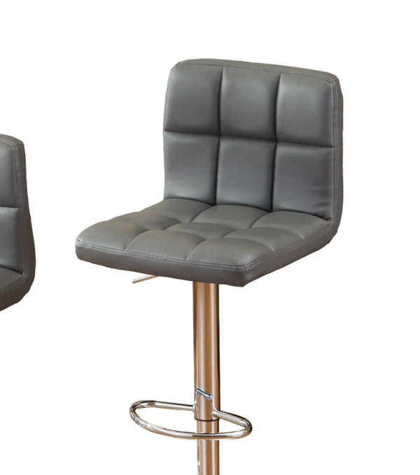 English Elm Swivel Hydraulic Barstools Faux Leather Cushioned Seats with Polished Chrome Base Set Gray T2574P164841