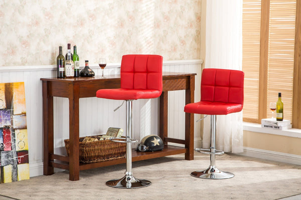 English Elm Swivel Faux Leather Hydraulic Barstools with Chrome Base for Kitchen or Home Bar Red T2574P164842