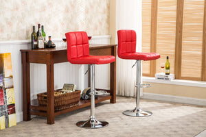 English Elm Swivel Faux Leather Hydraulic Barstools with Chrome Base for Kitchen or Home Bar Red T2574P164842