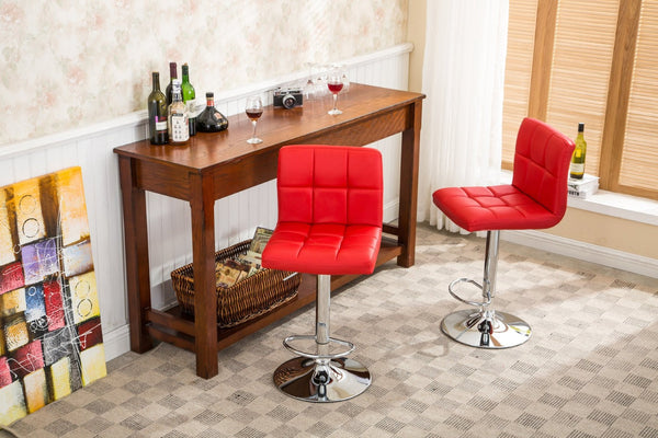 English Elm Swivel Faux Leather Hydraulic Barstools with Chrome Base for Kitchen or Home Bar Red T2574P164842