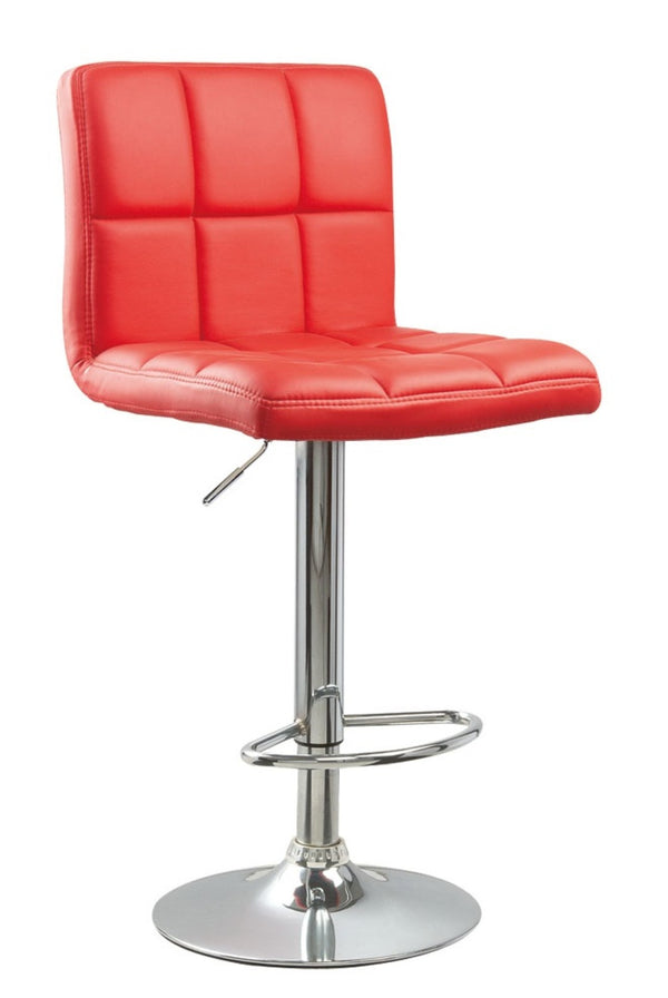 English Elm Swivel Faux Leather Hydraulic Barstools with Chrome Base for Kitchen or Home Bar Red T2574P164842