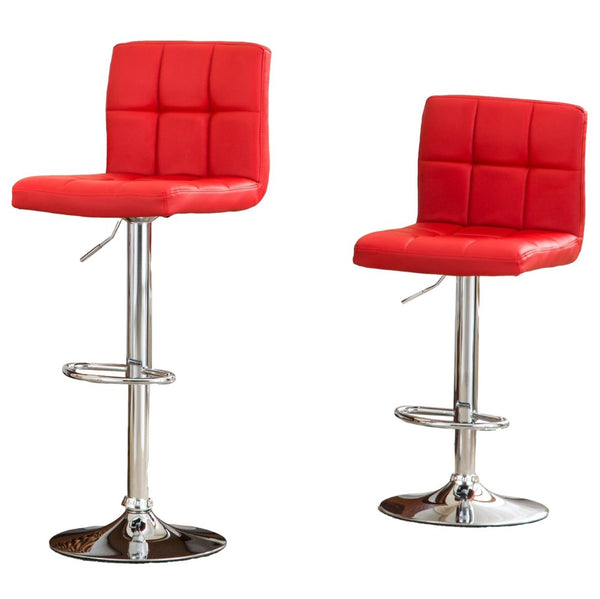English Elm Swivel Faux Leather Hydraulic Barstools with Chrome Base for Kitchen or Home Bar Red T2574P164842