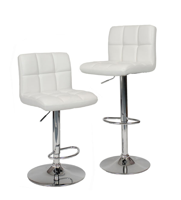 English Elm Swivel Faux Leather Hydraulic Barstools with Chrome Base for Kitchen or Home Bar White T2574P164843