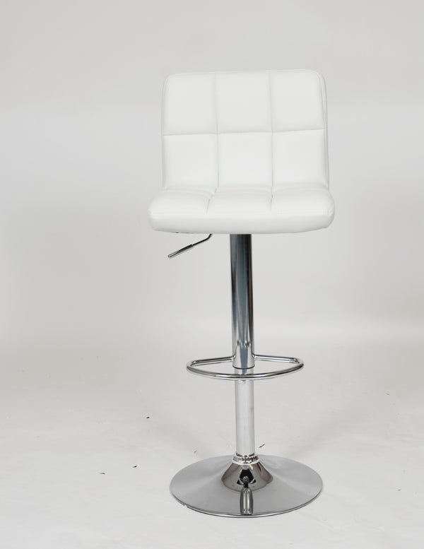 English Elm Swivel Faux Leather Hydraulic Barstools with Chrome Base for Kitchen or Home Bar White T2574P164843
