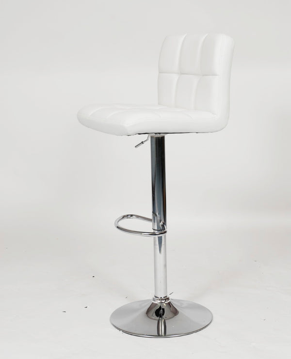 English Elm Swivel Faux Leather Hydraulic Barstools with Chrome Base for Kitchen or Home Bar White T2574P164843