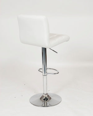 English Elm Swivel Faux Leather Hydraulic Barstools with Chrome Base for Kitchen or Home Bar White T2574P164843