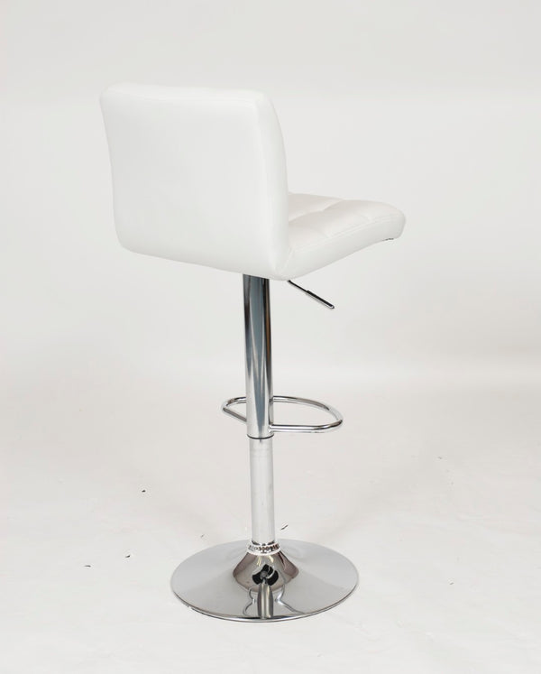 English Elm Swivel Faux Leather Hydraulic Barstools with Chrome Base for Kitchen or Home Bar White T2574P164843