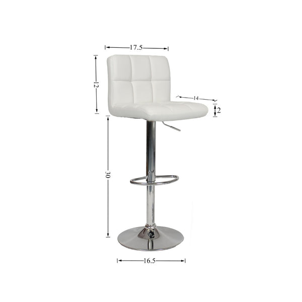 English Elm Swivel Faux Leather Hydraulic Barstools with Chrome Base for Kitchen or Home Bar White T2574P164843