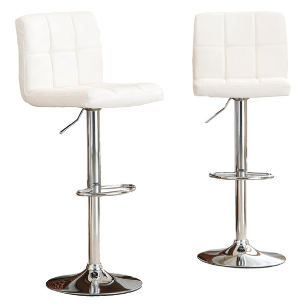 English Elm Swivel Faux Leather Hydraulic Barstools with Chrome Base for Kitchen or Home Bar White T2574P164843