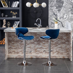 English Elm Masaccio Velvet Swivel Barstools with Chrome Base Adjustable Height Set of Two T2574P164844