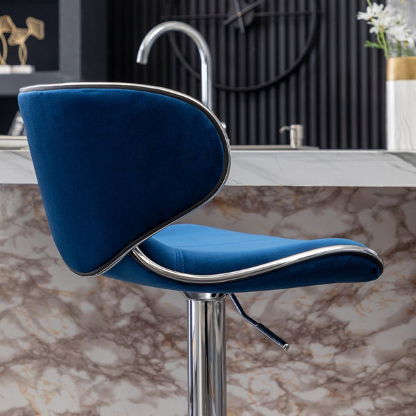 English Elm Masaccio Velvet Swivel Barstools with Chrome Base Adjustable Height Set of Two T2574P164844