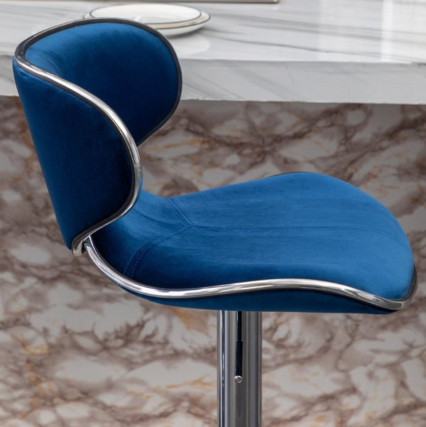 English Elm Masaccio Velvet Swivel Barstools with Chrome Base Adjustable Height Set of Two T2574P164844