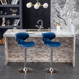 English Elm Masaccio Velvet Swivel Barstools with Chrome Base Adjustable Height Set of Two T2574P164844