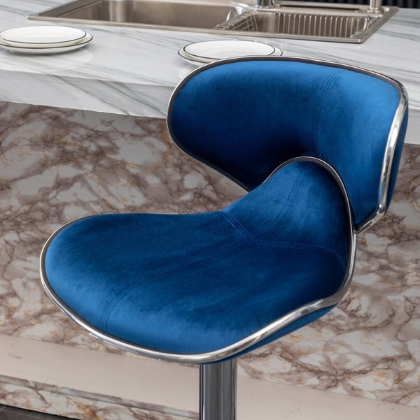 English Elm Masaccio Velvet Swivel Barstools with Chrome Base Adjustable Height Set of Two T2574P164844