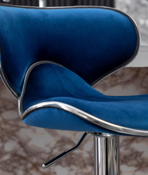 English Elm Masaccio Velvet Swivel Barstools with Chrome Base Adjustable Height Set of Two T2574P164844