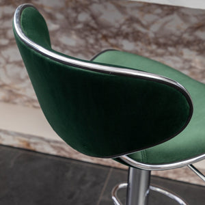 English Elm Masaccio Velvet Swivel Barstools with Chrome Base Adjustable Height Set of Two Green T2574P164845