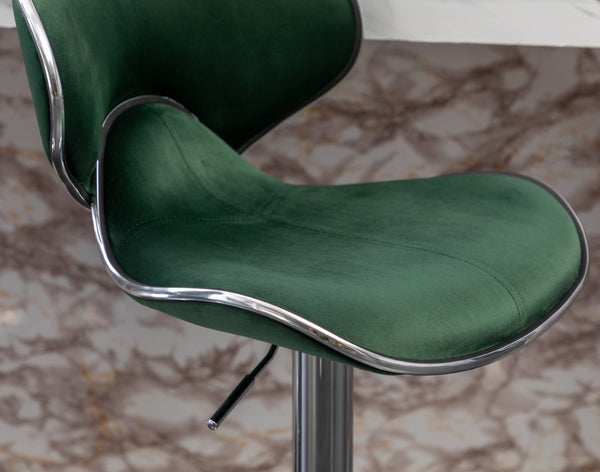 English Elm Masaccio Velvet Swivel Barstools with Chrome Base Adjustable Height Set of Two Green T2574P164845