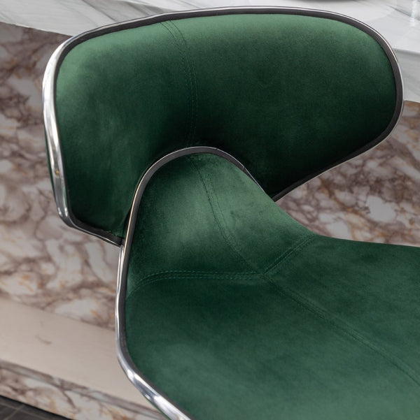 English Elm Masaccio Velvet Swivel Barstools with Chrome Base Adjustable Height Set of Two Green T2574P164845