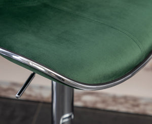 English Elm Masaccio Velvet Swivel Barstools with Chrome Base Adjustable Height Set of Two Green T2574P164845