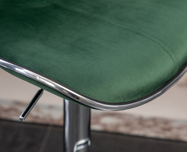 English Elm Masaccio Velvet Swivel Barstools with Chrome Base Adjustable Height Set of Two Green T2574P164845