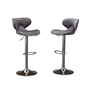 English Elm Masaccio Velvet Swivel Barstools with Chrome Base Adjustable Height Set of Two Gray T2574P164846