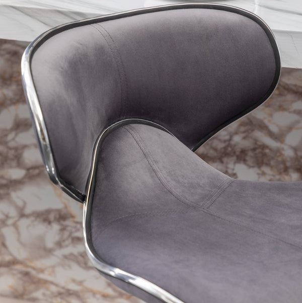 English Elm Masaccio Velvet Swivel Barstools with Chrome Base Adjustable Height Set of Two Gray T2574P164846