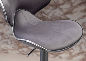 English Elm Masaccio Velvet Swivel Barstools with Chrome Base Adjustable Height Set of Two Gray T2574P164846
