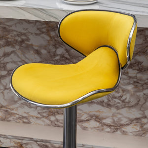 English Elm Masaccio Velvet Swivel Barstools with Chrome Base Adjustable Height Set of Two Yellow T2574P164847