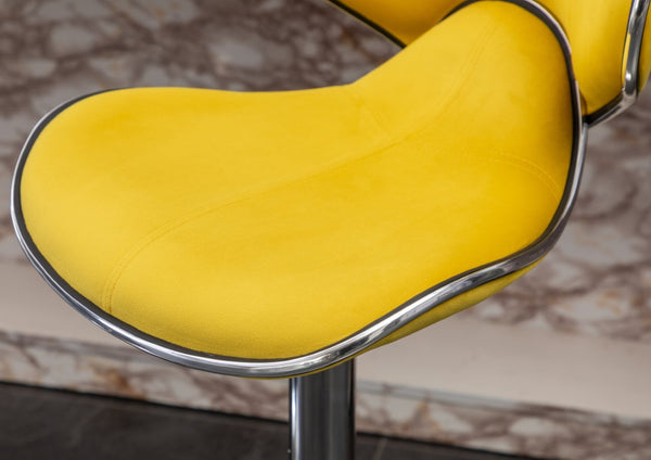English Elm Masaccio Velvet Swivel Barstools with Chrome Base Adjustable Height Set of Two Yellow T2574P164847