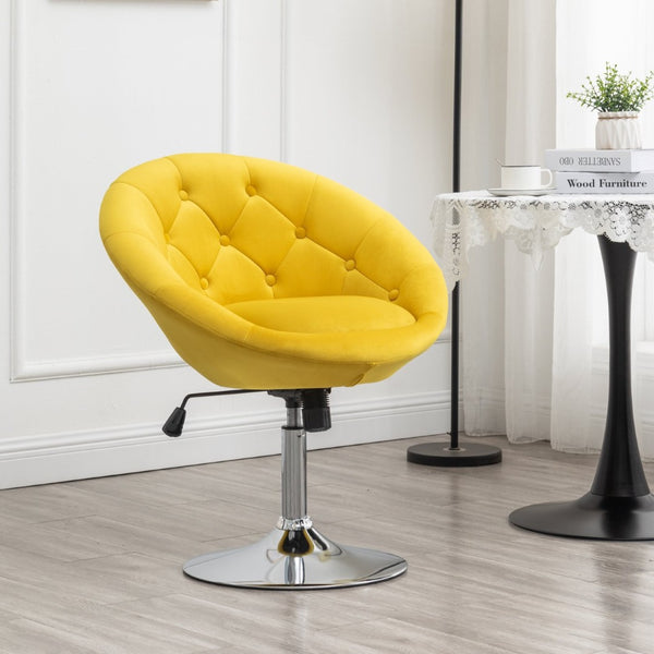 English Elm Noas Velvet Tufted Swivel Chair with Hydraulic Base for Modern Living Spaces T2574P164851