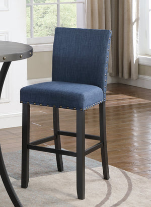 English Elm Biony Upholstered Barstools with Nailhead Trim Espresso Hardwood Frame Set of 2 Blue T2574P164852