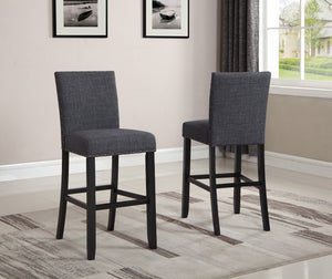 English Elm Biony Upholstered Barstools with Nailhead Trim Espresso Hardwood Frame Set of 2 Grey T2574P164853