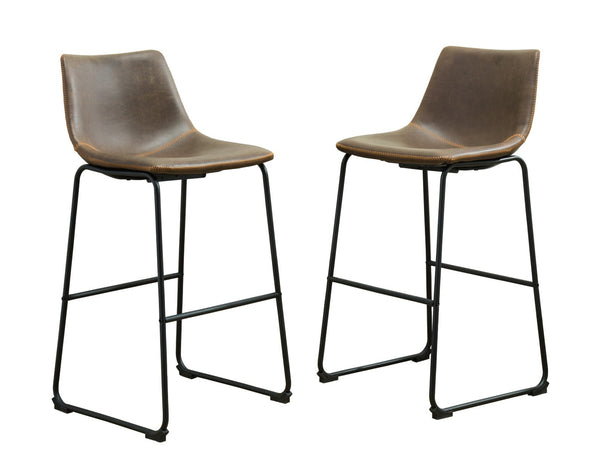 English Elm Lotusville Vintage Industrial PU Leather Barstools Set of 2 with Iron Frame T2574P164861