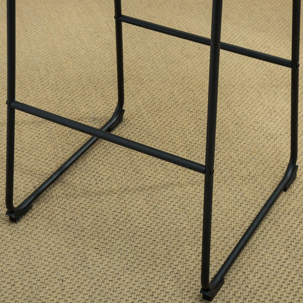 English Elm Lotusville Vintage Industrial PU Leather Barstools Set of 2 with Iron Frame T2574P164861