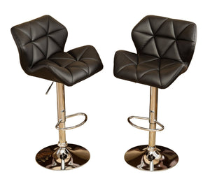 English Elm Glasgow Diamond Tufted Pu Leather Swivel Barstools with Chrome Base Set of 2 Black T2574P164864