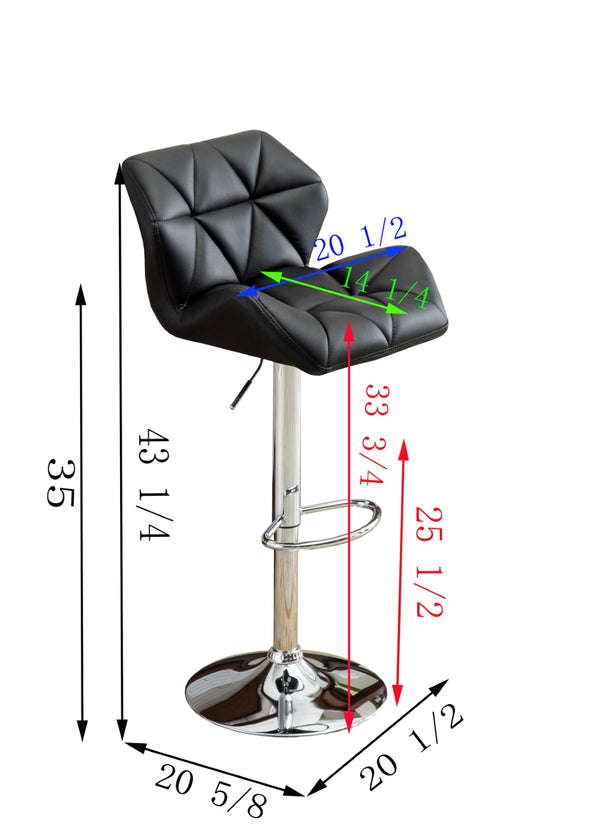 English Elm Glasgow Diamond Tufted Pu Leather Swivel Barstools with Chrome Base Set of 2 Black T2574P164864